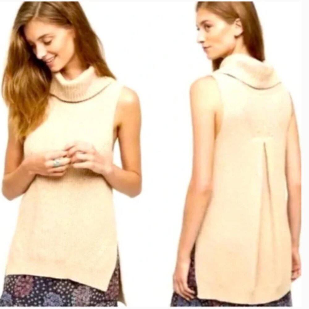 Angel of the North Anthropologie Ivory Wool Blend Sleeveless Turtleneck